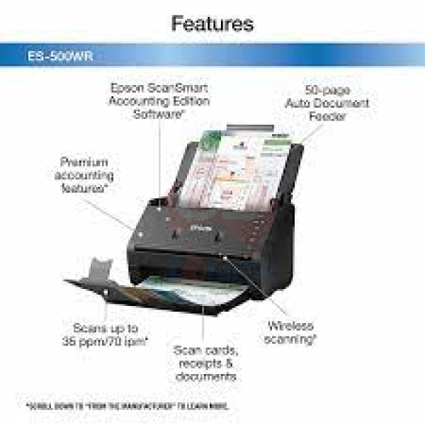 Epson Workforce Es-500Wr Wireless Receipt Document Scanner B11B228506_R *Refurbished Unit*