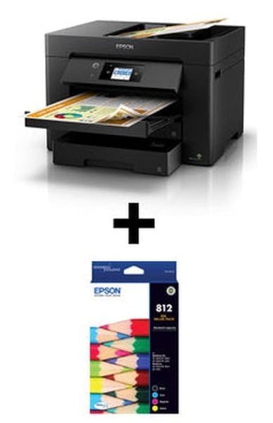 *Rfb* Epson Workforce Wf-7830 A3 Multifunction Printer + 812Vp Ink Bundle [Factory Reburished Unit]