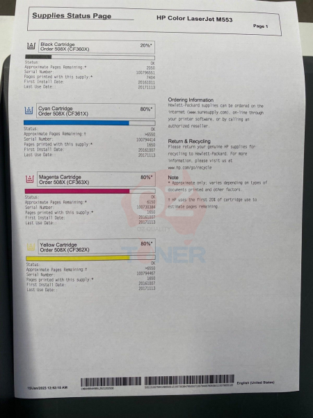 *Rfb* Hp Color Laserjet Enterprise M553Dn A4 Laser Printer 38Ppm 17172 Pages Only [B5L25A]