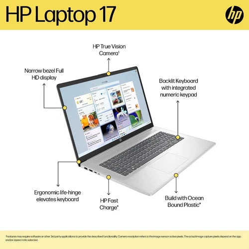 *CLEAR!* HP Laptop 17.3" FHD Intel Core 7 150U 16GB 512GB SSD Intel Graphics 17-cn4027TU Silver [BV7S7PA]