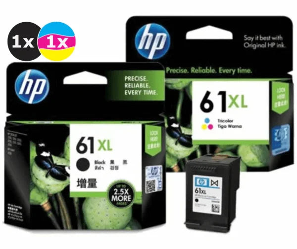 *Sale!* 2X Pack Genuine Hp 61Xl Black & Colour Ink Cartridge Set (1Bk 1C) Ch563Wa Ch564Wa -