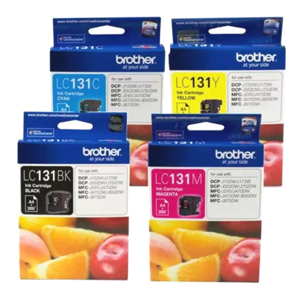 *Sale!* 4 Pack Genuine Brother Lc-131 C/M/Y/K Ink Set (1Bk 1C 1M 1Y) For