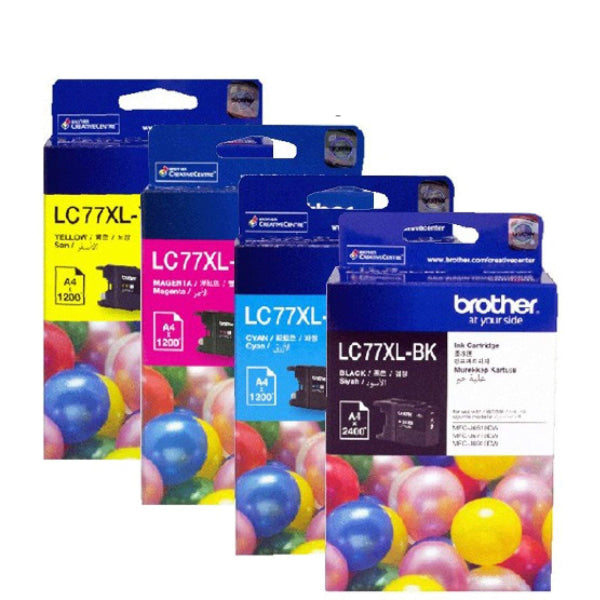 *Sale!* 4 Pack Brother Lc-77Xl Ink Set (1Bk 1C 1M 1Y) For Mfc-J5910Dw/J6510Dw/J6710Dw/J6910Dw (1.2K)