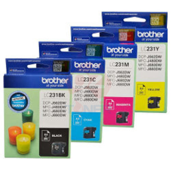 *Sale!* 4 Pack Genuine Brother Lc-231 Ink Set (1Bk 1C 1M 1Y) For Mfc-J480Dw/Mfc-J680Dw/Mfc-J880Dw