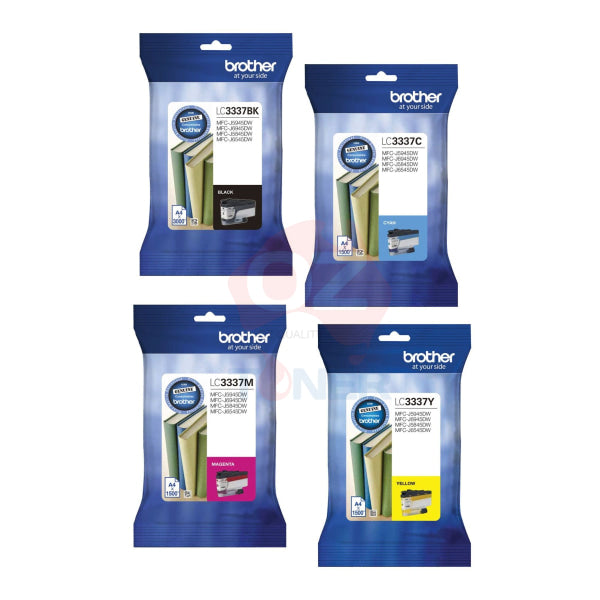 4X Pack Genuine Brother Lc-3337 C/M/Y/K Ink Set (1Bk 1C 1M 1Y) For Mfc-J6945Dw/J6545Dw Cartridge -