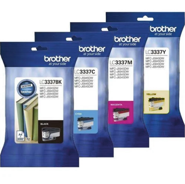 4X Pack Genuine Brother Lc-3337 C/M/Y/K Ink Set (1Bk 1C 1M 1Y) For Mfc-J6945Dw/J6545Dw Cartridge -