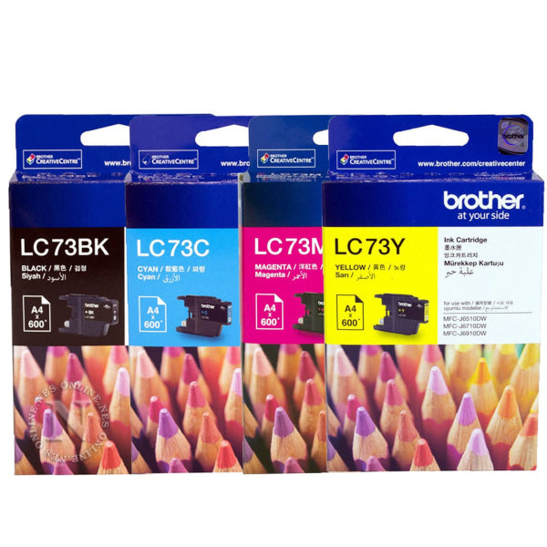 *Sale!* 4 Pack Genuine Brother Lc73 C/M/Y/K Ink Set (1Bk 1C 1M 1Y) For Dcp-J925Dw/J725Dw/J525Dw