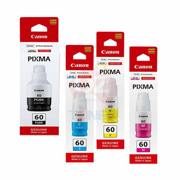 *Sale!* 4X Pack Genuine Canon Gi-60 C/M/Y/K Ink Bottle Set (1Bk 1C 1M 1Y) For G6060 G6065 G7060