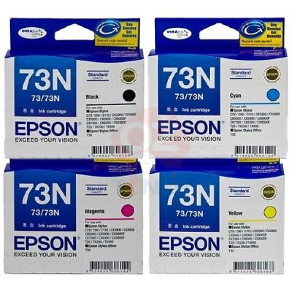 *Sale!* 4X Pack Genuine Epson 73N T1051 T1052 T1053 T1054 Ink Cartridge Set (1Bk 1C 1M 1Y) - Toner