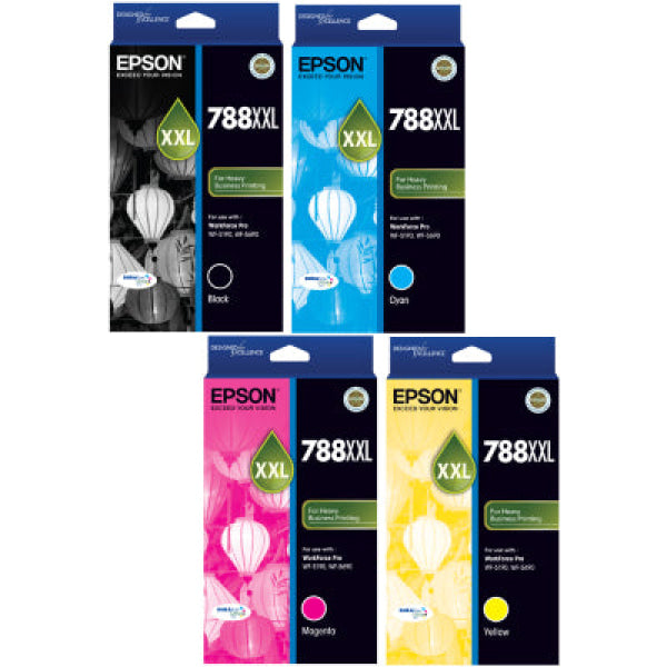 *Sale!* 4X Pack Genuine Epson 788Xxl Ink Set (1Bk 1C 1M 1Y) For Work Force Pro Wf5190 Wf5690