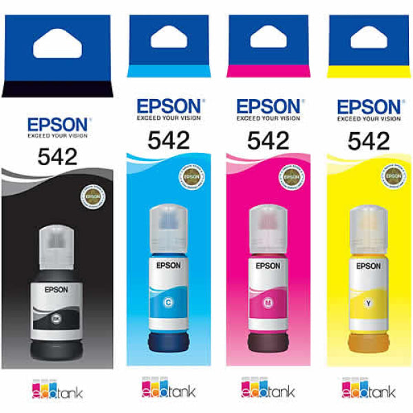 *Sale!* 4X Pack Genuine Epson T542 Ink Bottle Set (1Bk 1C 1M 1Y) For Et-5150 Et-5170 Et-5800