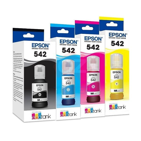 *Sale!* 4X Pack Genuine Epson T542 Ink Bottle Set (1Bk 1C 1M 1Y) For Et-5150 Et-5170 Et-5800