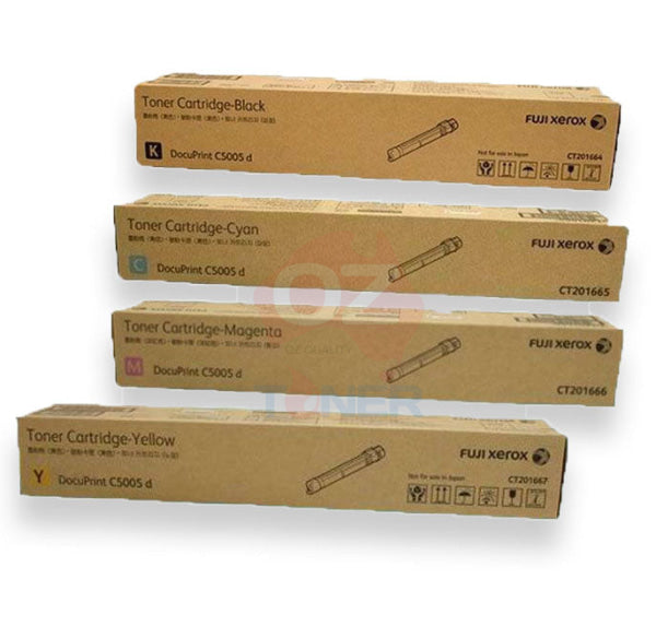 *Sale!* 4 Pack Genuine Fuji Xerox Ct201664-Ct201667 Toner Set For Docuprint C5005D (27K/25K)