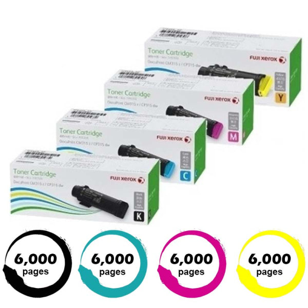 *Sale!* 4X Pack Genuine Fuji Xerox Docuprint Cp315Dw Cm315Z Toner Cartridge Set C/M/Y/K (6K) -