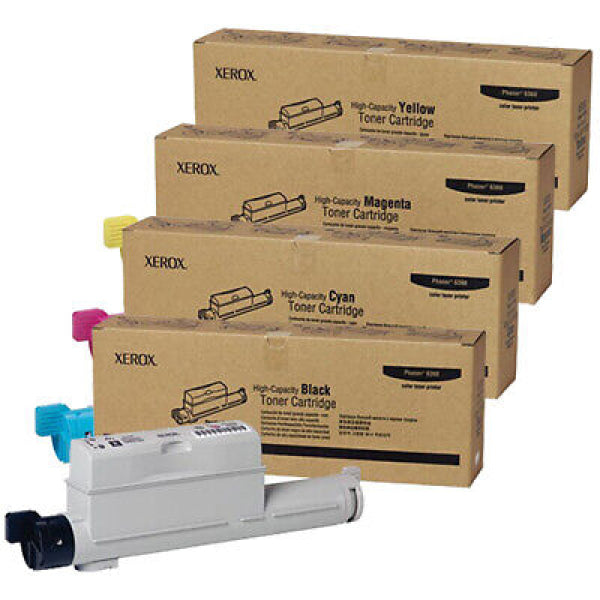 *Clear!* 4X Pack Genuine Fuji Xerox Phaser 6360 P6360 Toner Set (106R01218-106R01221) Cartridge -