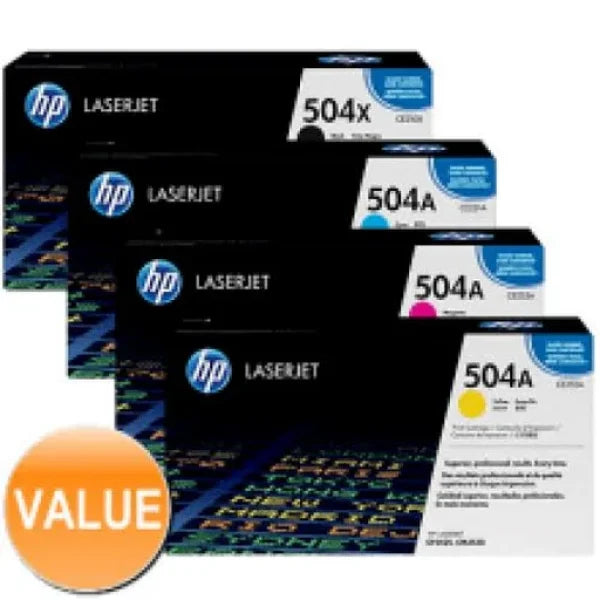 *Sale!* 4X Pack Genuine Hp Ce250X Ce251A Ce252A Ce253A Toner Cartridge Set For Cp3525 Cm3530