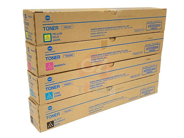 *Sale!* 4X Pack Genuine Konica Minolta Bizhub C258 C308 C368 Tn324 C/M/Y/K Toner Set