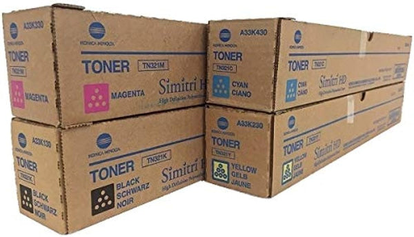 *Sale!* 4X Pack Genuine Konica Minolta Tn321 C/M/Y/K Toner Set For Bizhub C224 C284 C364 Cartridge -