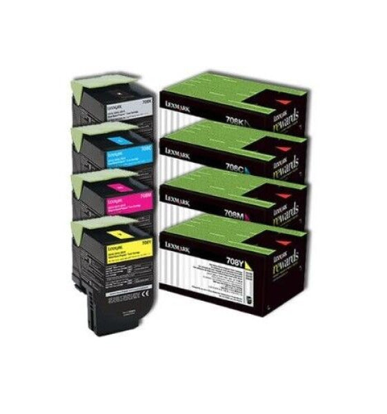 *Sale!* 4X Pack Genuine Lexmark Cs310 Cs410 Cs510 #708K/C/M/Y Toner Set (1K) Cartridge -