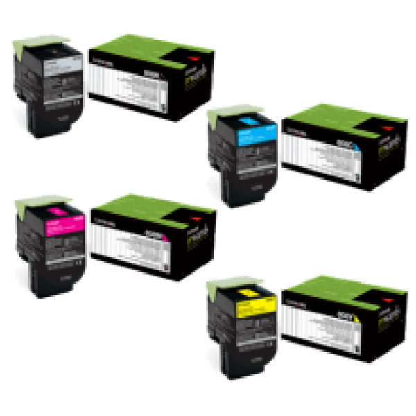 *Sale!* 4X Pack Genuine Lexmark Cx310 Cx410 Cx510 808 K/C/M/Y Toner Set Return Program 80C80K0