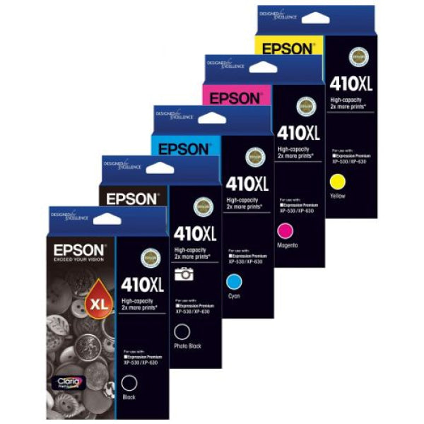 *Sale!* 5*Pack Genuine Epson 410Xl Ink Cartridge Set (1Bk 1Pbk 1C 1M 1Y) High Yield -