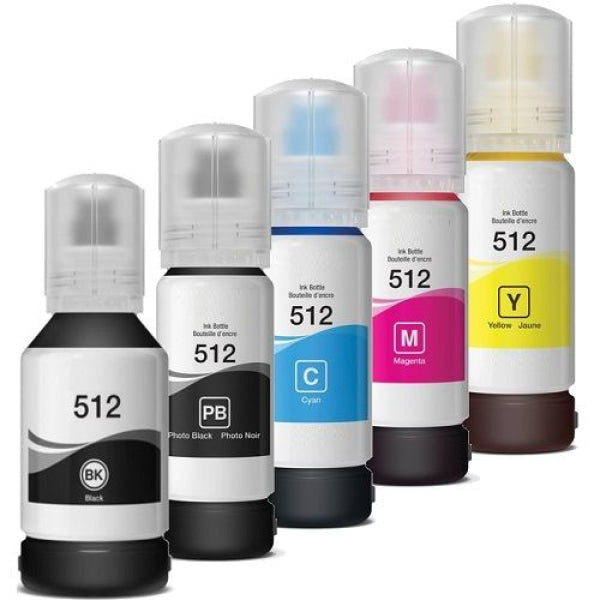 *Sale!* 5X Pack Ct Premium Compatible Epson T512 Ink Bottle Set For Et7700 Et7750 (1Bk 1Pbk 1C 1M