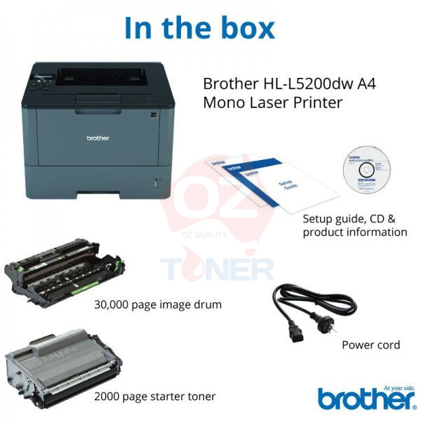 Brother Hl-L5200Dw Wireless High Speed Network Mono Laser Printer+Auto Duplexer Printer Single