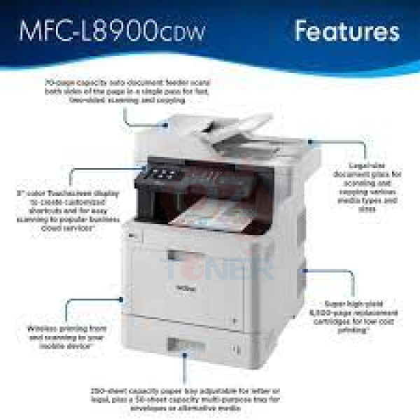 Brother Mfc-L8900Cdw All-In-One Color Laser Multifunction Printer+Wi-Fi+Duplex Scan Tn441Bk Printer