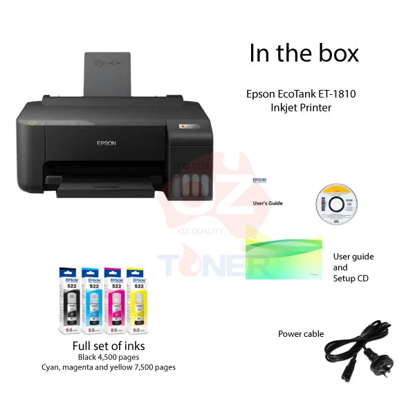 Epson Ecotank Et-1810 A4 Colour Ink Tank Single Function Printer (P/N:c11Cj71501) Inkjet