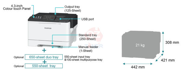 Fujifilm Apeosport Print C3830Sd A4 Colour Sfp Printer 38Ppm Appc3830-1Y Laser Single Function