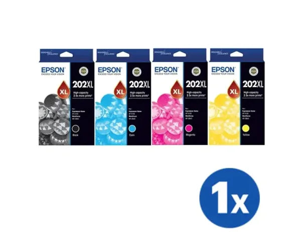 *Sale!* Genuine 4X Pack Epson 202Xl Ink Set (1Bk 1C 1M 1Y) High Yield For Xp5100/Workforce Wf2860