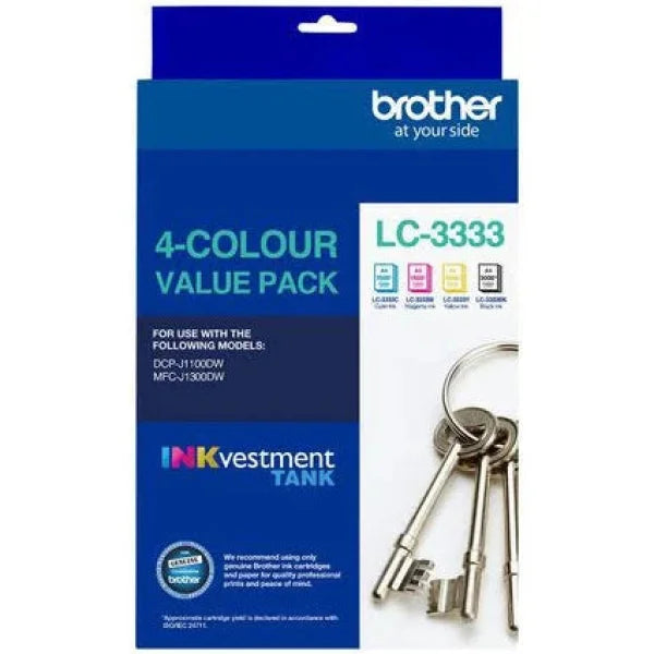 Genuine Brother LC-3333 C/M/Y/K Investment 4x Colour Ink Value Pack for ...