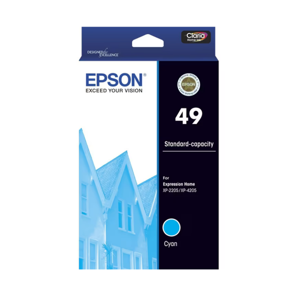 Epson #49 Cyan Std Ink Cartridge For Xp-2205 Xp-4205 Printer P/N:c13T10E292 -