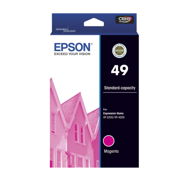 Epson #49 Magenta Std Ink Cartridge For Xp-2205 Xp-4205 Printer P/N:c13T10E392 -