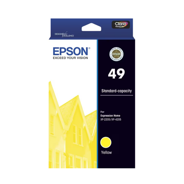 Epson #49 Yellow Std Ink Cartridge For Xp-2205 Xp-4205 Printer P/N:c13T10E492 -