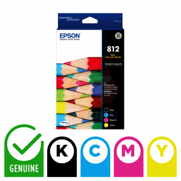 *Sale!* Genuine Epson #812 4X Color Ink Set Value Pack For Wf-3825 Wf-4835 Wf-7845 [C13T05D692]