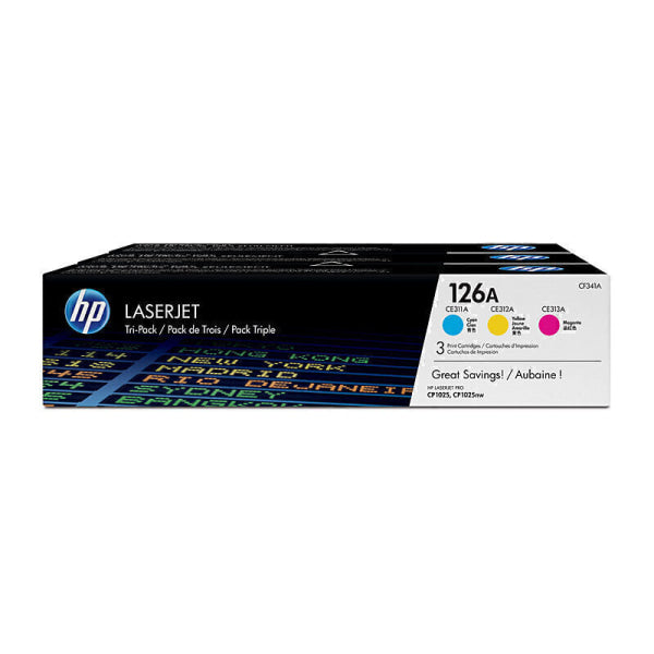 Genuine HP #126A Cyan/Magenta/Yellow Toner Cartridge Tri-color Pack ...