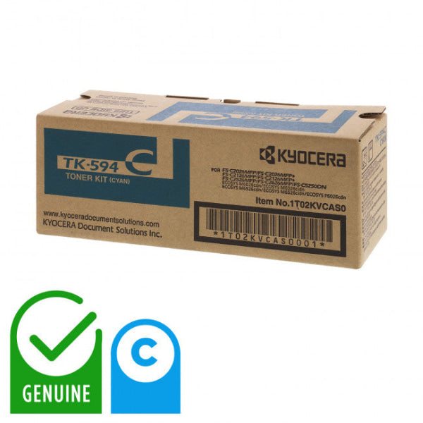 *Sale!* Genuine Kyocera Tk594 Cyan Toner Cartridge For Fsc2126Mfp/C2626/C5250Dn/P6026Cdn 5K [Tk594C]