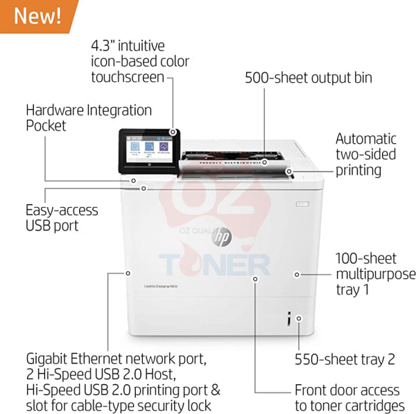 Hp Laserjet M612Dn Monochrome Printer 1200X1200Dpi A4 Wi-Fi 7Ps86A (Rrp $3382) Laser Mono Single