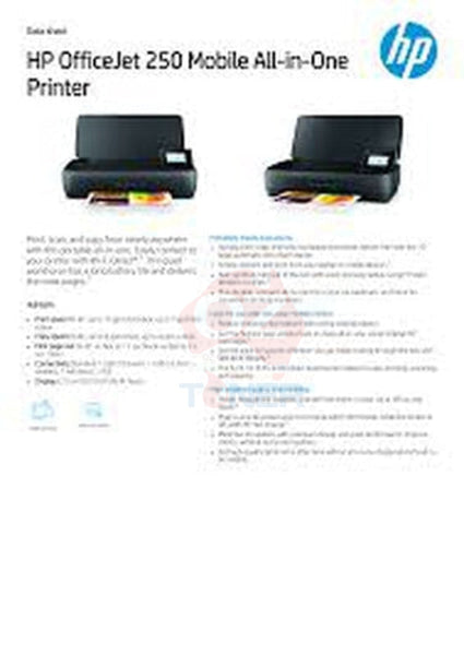 *Sale!* Hp Officejet 250 Mobile All-In-One A4 Wi-Fi Color Printer+Adf+Eprint [Cz992A] Inkjet Printer