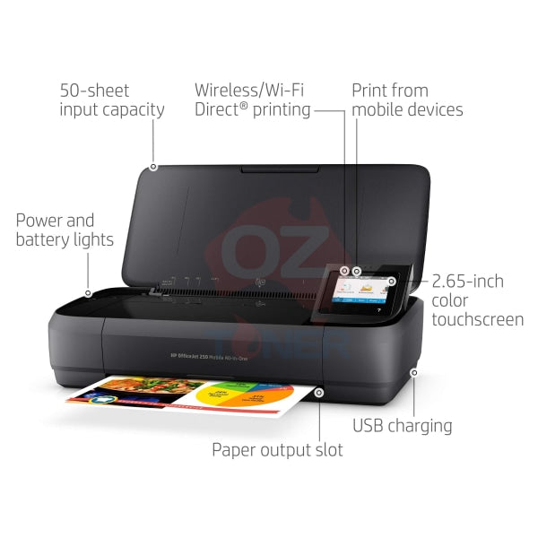 *Sale!* Hp Officejet 250 Mobile All-In-One A4 Wi-Fi Color Printer+Adf+Eprint [Cz992A] Inkjet Printer