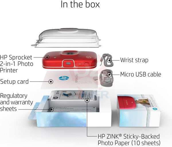 *Sale!* Hp Sprocket 2-In-1 Zink Mobile Photo Bluetooth Printer + 5Mp Camera Red [2Fb98A] Printer