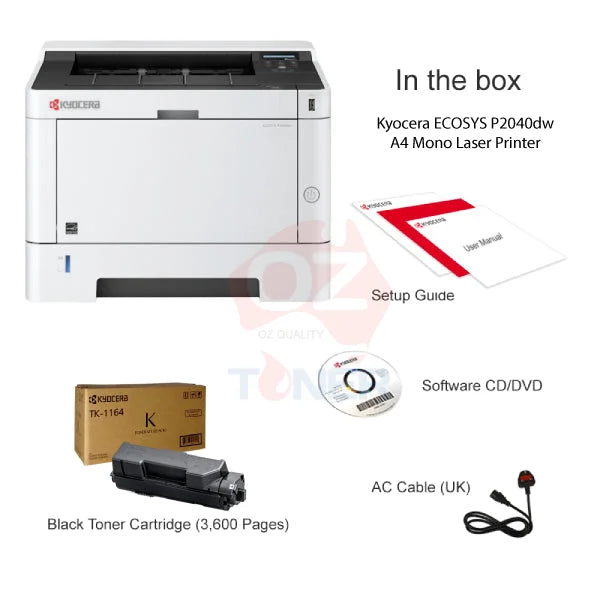 Kyocera P2040Dn A4 Mono Laser Printer 40Ppm 2 Yr Wty 1102Rx3As0 Single Function