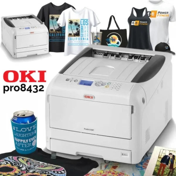 Oki Pro8432Wt A3 Led White Toner Printer T-Shirt Thermal Transfer Up To 256Gsm+Bonus:3-Year Warranty