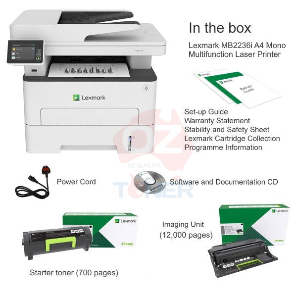 Lexmark Go-Line Mb2236Adwe A4 Mono Laser Mfp Printer 34Ppm P/n:18M0735 (Rrp$499) Multi Function