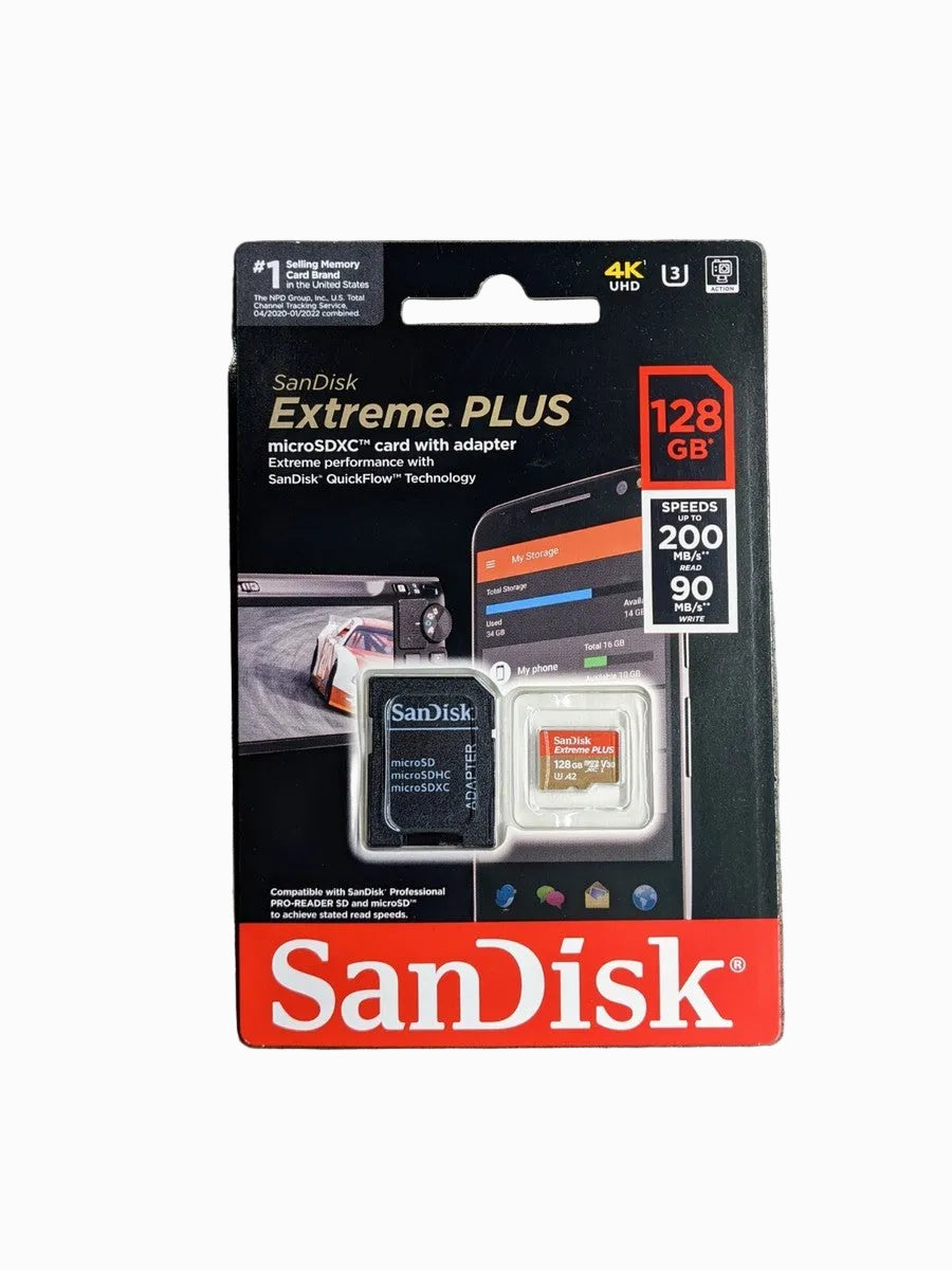 SanDisk Extreme PLUS 128GB microSDXC UHS-I Memory Card 200MB/s
