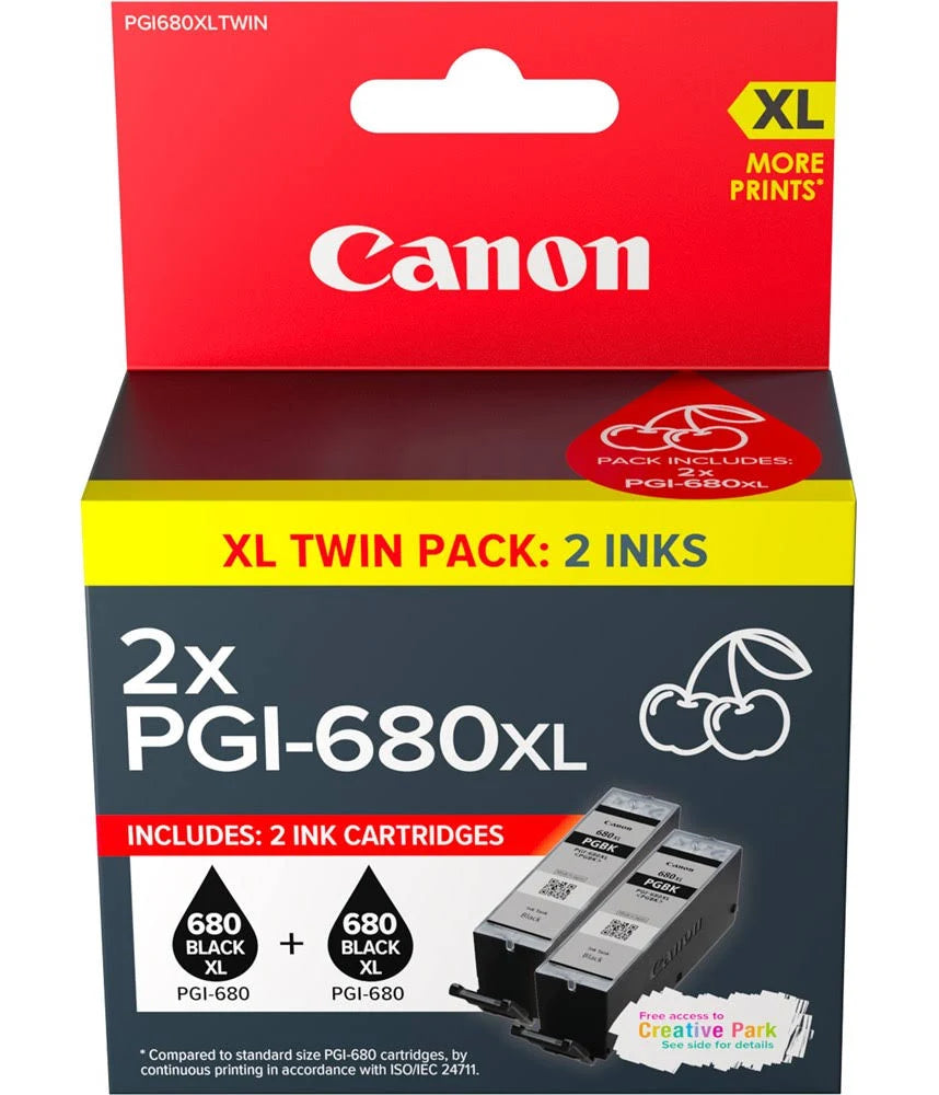Genuine Canon PGI-680XL Black Ink Cartridge – Twin Pack (2 × 400 Pages)