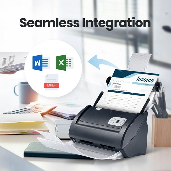 Plustek PS188 High-Speed A4 Duplex Color Document Scanner 30ppm ADF
