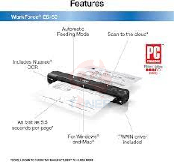 Epson Workforce Es-50 A4 Portable Mobile Scanner P/n:b11B252501 Es50