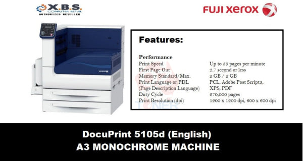 *Special!* Fuji Xerox Docuprint 5105D A3 Mono Laser Printer Duplex [Dp5105D] *Ex-Demo* Multi